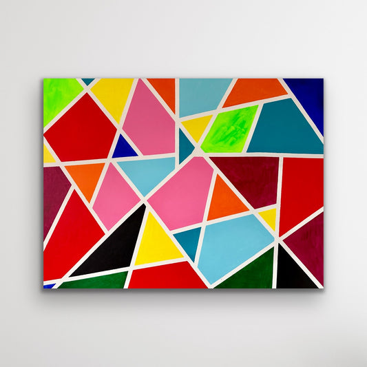 „Triangle ruler'' Abstrakte Acryl Malerei auf Leinwand 100x120 cm