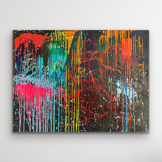 „Color explosion" Abstrakte Acryl Malerei auf Leinwand 100x120 cm